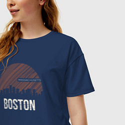 Футболка оверсайз женская Boston Massachusetts, цвет: тёмно-синий — фото 2