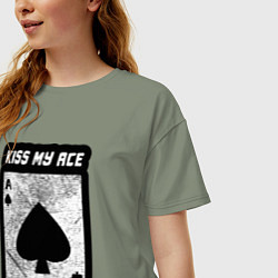 Футболка оверсайз женская Поцелуй мой туз, цвет: авокадо — фото 2