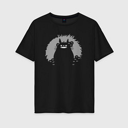 Футболка оверсайз женская Smiling Totoro, цвет: черный