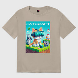 Футболка оверсайз женская Catcraft - collaboration ai art, цвет: миндальный
