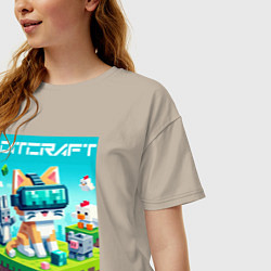 Футболка оверсайз женская Catcraft - collaboration ai art, цвет: миндальный — фото 2