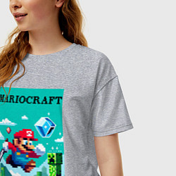 Футболка оверсайз женская Mario and Minecraft - collaboration pixel art, цвет: меланж — фото 2