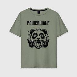 Футболка оверсайз женская Powerwolf - rock panda, цвет: авокадо