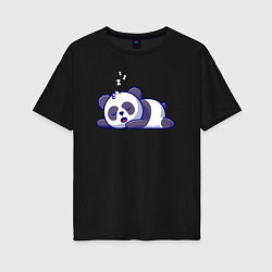 Футболка оверсайз женская Панда спит, цвет: черный