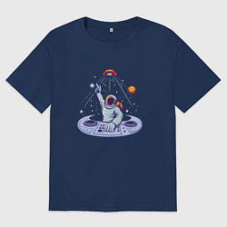 Футболка оверсайз женская Космонавт - диджей, цвет: тёмно-синий