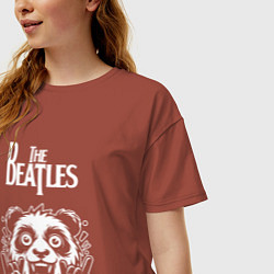 Футболка оверсайз женская The Beatles rock panda, цвет: кирпичный — фото 2