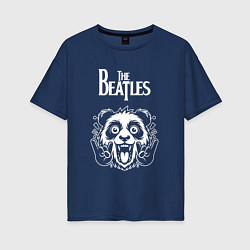 Футболка оверсайз женская The Beatles rock panda, цвет: тёмно-синий