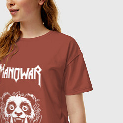 Футболка оверсайз женская Manowar rock panda, цвет: кирпичный — фото 2