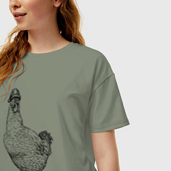 Футболка оверсайз женская Новогодняя курочка, цвет: авокадо — фото 2