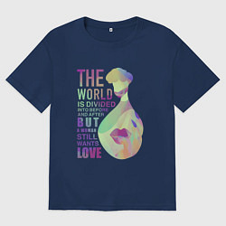 Женская футболка оверсайз Мир изменился на до и после