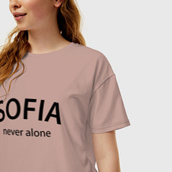 Футболка оверсайз женская Sofia never alone - motto, цвет: пыльно-розовый — фото 2