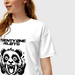 Футболка оверсайз женская Twenty One Pilots - rock panda, цвет: белый — фото 2