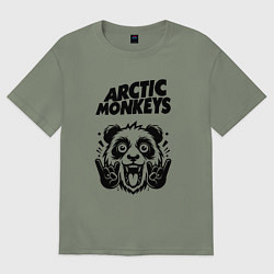 Футболка оверсайз женская Arctic Monkeys - rock panda, цвет: авокадо