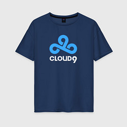 Футболка оверсайз женская Cloud9 - pattern, цвет: тёмно-синий