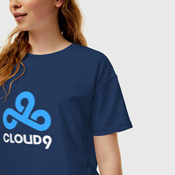 Футболка оверсайз женская Cloud9 - pattern, цвет: тёмно-синий — фото 2