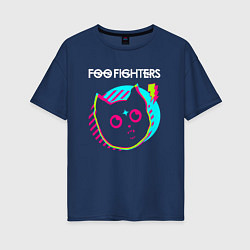 Футболка оверсайз женская Foo Fighters rock star cat, цвет: тёмно-синий