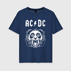 Женская футболка оверсайз AC DC rock panda