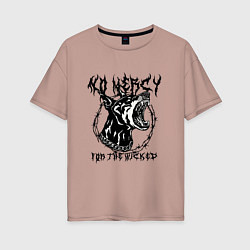 Футболка оверсайз женская Нет пощады нечестивым, цвет: пыльно-розовый