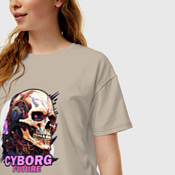 Футболка оверсайз женская Cyborg future, цвет: миндальный — фото 2