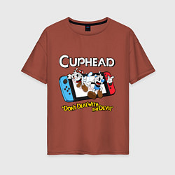 Женская футболка оверсайз Switch cuphead