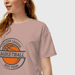 Футболка оверсайз женская Basketball best team, цвет: пыльно-розовый — фото 2