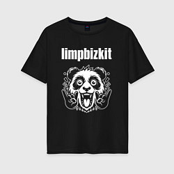 Футболка оверсайз женская Limp Bizkit rock panda, цвет: черный