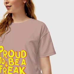 Футболка оверсайз женская Proud to be a freak, цвет: пыльно-розовый — фото 2