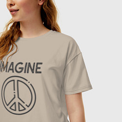 Футболка оверсайз женская Peace imagine, цвет: миндальный — фото 2