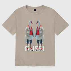 Футболка оверсайз женская Гусинная мода, цвет: миндальный