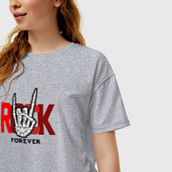 Футболка оверсайз женская Rock forever skeleton hand, цвет: меланж — фото 2