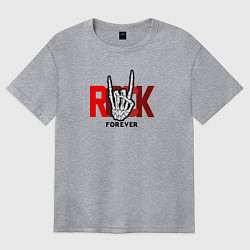 Футболка оверсайз женская Rock forever skeleton hand, цвет: меланж