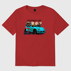 Футболка оверсайз женская Немецкий спортивный автомобиль Порше, цвет: красный
