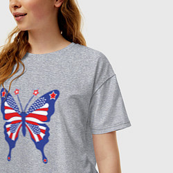 Футболка оверсайз женская USA butterfly, цвет: меланж — фото 2