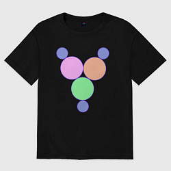 Футболка оверсайз женская Окружности матрешки, цвет: черный