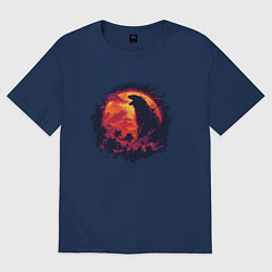 Футболка оверсайз женская Котзилла минус один, цвет: тёмно-синий