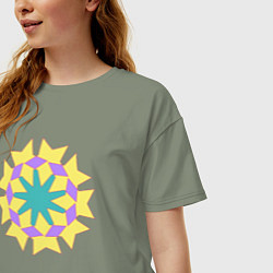 Футболка оверсайз женская Фигуры в круговом виде, цвет: авокадо — фото 2