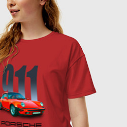 Футболка оверсайз женская Porsche 911 спортивный немецкий автомобиль, цвет: красный — фото 2
