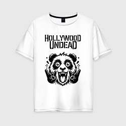 Футболка оверсайз женская Hollywood Undead - rock panda, цвет: белый