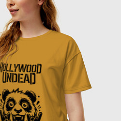 Футболка оверсайз женская Hollywood Undead - rock panda, цвет: горчичный — фото 2