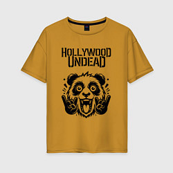 Футболка оверсайз женская Hollywood Undead - rock panda, цвет: горчичный