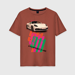 Футболка оверсайз женская Спортивный автомобиль Porsche 911 Turbo, цвет: кирпичный