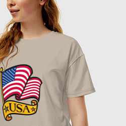 Футболка оверсайз женская American flag, цвет: миндальный — фото 2