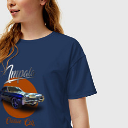 Футболка оверсайз женская Американская автоклассика Chevrolet Impala, цвет: тёмно-синий — фото 2