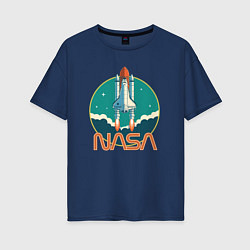 Футболка оверсайз женская NASA spaceship, цвет: тёмно-синий