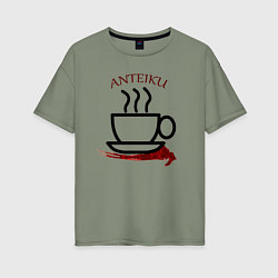 Футболка оверсайз женская Токийский гуль антейку кофе, цвет: авокадо