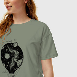 Футболка оверсайз женская Космический воздушный шар, цвет: авокадо — фото 2