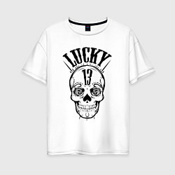 Футболка оверсайз женская Lucky skull, цвет: белый