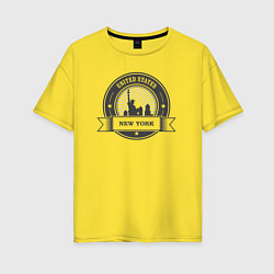Футболка оверсайз женская United States New York, цвет: желтый
