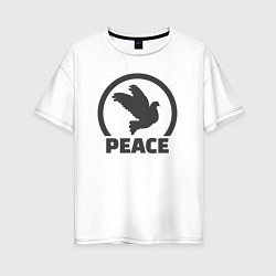 Футболка оверсайз женская Peace bird, цвет: белый