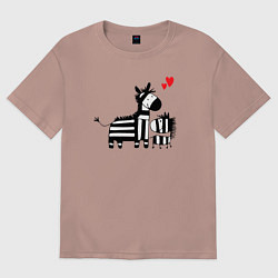 Футболка оверсайз женская Zebra love, цвет: пыльно-розовый